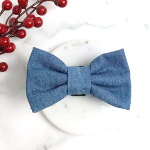 Nœud en jean fait main personnalisé pour animaux de compagnie - Nœud en tissu jean bleu vintage avec Velcro <span class=keywords><strong>ou</strong></span> bande élastique - Logo personnalisé - Product Image 2