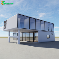 Véranda extérieure moderne de luxe de 20 pieds, maison en verre de style cabane avec design coulissant, structure en acier et toit plat imperméable pour villas