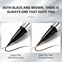Crayon Eyeliner Double Pointe Marque Blanche Liquide & Gel 2-en-1 Imperméable Longue Tenue Fini Mat Noir et Marron Cosmétiques Yeux