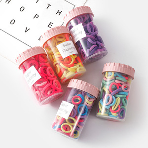 Élastiques à cheveux, lot de 100 pièces, haute élasticité, couleur arc-en-ciel, accessoires pour cheveux d'enfants, utilisation quotidienne, boîte de rangement, coffret cadeau - Product Image 1
