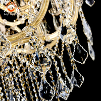 Lustre classique en cristal avec cadre doré pour hall d'entrée de villa et lieux de mariage, luminaire de luxe