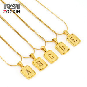Zogxin Stainless Steel Letter Pendant Necklace 18K Gold Plated Snake Chain Alphabet Charm For Women Gift Jewelry - Product Image 1