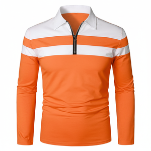 Polo à manches longues avec demi-fermeture éclair Vente à chaud de polos de luxe de haute qualité tendance OEM service grande taille pour hommes - Product Image 1