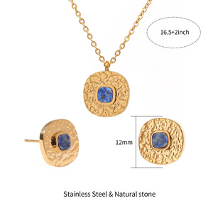 Ensemble de bijoux en pierres précieuses naturelles, ensemble de bijoux exquis pour femmes en or 18 carats, ensemble de bijoux en acier inoxydable. - Product Image 4