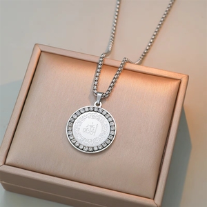 <span class=keywords><strong>Collana</strong></span> <span class=keywords><strong>con</strong></span> incisione Ayatul Kursi islamica Eid in acciaio inossidabile 316 impermeabile, gioielli alla moda <span class=keywords><strong>con</strong></span> zirconi - Product Image 2