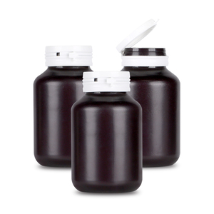 Emballage pharmaceutique personnalisé en plastique HDPE rouge cramoisi, flacon de 175 ml pour produits de santé, pilules, avec bouchon à vis. - Product Image 3