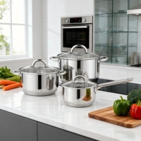 Ensemble de casseroles et poêles en acier inoxydable, ustensiles de cuisine écologiques, couleur argent