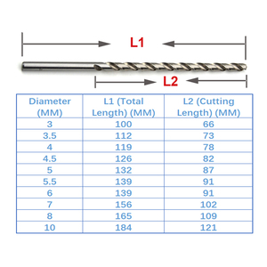 Gỗ Kim Loại thêm dài khoan bit 3mm,3.5mm,4mm,4.5mm,5mm,5.5mm,6mm,7mm,8mm HSS jobber khoan bit din340 - Product Image 5