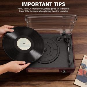 Tocadiscos <span class=keywords><strong>de</strong></span> Vinilo Retro, Reproductor <span class=keywords><strong>de</strong></span> Discos Vintage con Altavoces, 33/45/78 RPM, Compatible con RCA/AUX - Product Image 5