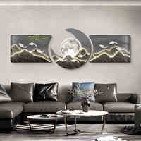 Horloge murale LED paysage moderne peinture décorative en porcelaine cristal peinture décorative d'art mural de salon familial