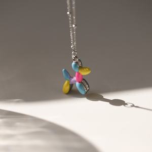 Cartoon <b>Ball</b> <b>Dog</b> Pendant Necklace Unisex Stainless Steel Clavicle Chain Contrast Candy Girl Design Drop Oil Feature <b>for</b> - Product Image 2