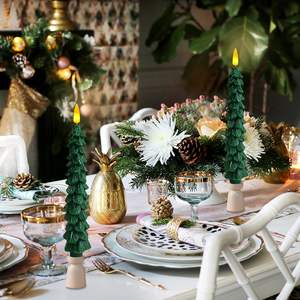 Velas LED de Parafina Verde de 10 Pulgadas, Funcionan con Batería, Ecológicas, con Llama Parpadeante, 6 Piezas, sin Llama, para Navidad, Fiestas, Hogar - Product Image 6