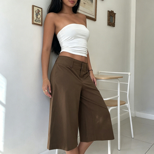<b>Summer</b> Fashion Basic Solid Color Home Lazy Double Button Straight Medium <b>Pants</b> Loose Pocket Casual Cropped <b>Pants</b> - Product Image 4