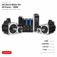 Contrôleur et pack d'entraînement de servomoteur monophasé ZHENGYUAN 100W 220V 3000 tr/min, kit servo AC certifié CE ROHS