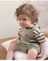 Chemises à rayures et body sans manches pour bébés garçons filles unisexe été 100% coton ensembles de vêtements pour enfants