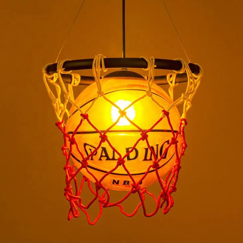 Lampe suspendue en filet de basket-Ball créative, boule ronde suspendue au plafond, éclairage pour enfants, chambre à coucher, Restaurant, Bar, café, décor