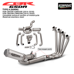 Système d'échappement complet avec tuyau de liaison avant Slip-On pour CB650F <span class=keywords><strong>CBR650F</strong></span> 2014-2018 CB650R <span class=keywords><strong>CBR650R</strong></span> 2019-2026 - Product Image 5