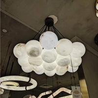 Lustre moderne en albâtre demi-sphérique pour escalier, suspension en albâtre pour chevet