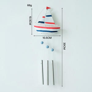 Carillon éolien créatif de style méditerranéen Décorations de <span class=keywords><strong>voilier</strong></span> pour la maison Ornements suspendus aériens polis - Product Image 6