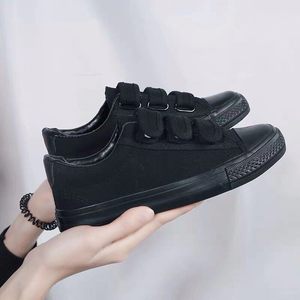 Men's Breathable <b>Canvas</b> Shoes Korean Style Casual Sneakers Versatile Slip-On Velcro Student Spring White Couple's Shoes - Product Image 4