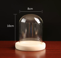 Cloche en verre borosilicate soufflé, transparente comme du cristal, faite à la main, pour Noël et le Nouvel An, avec base en bois