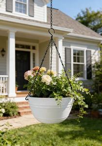 चेन हुक ड्रेनेज छेद के साथ गहरे नीले pp लटका हुआ फूल पॉट और इनडोर/आउटडोर बालकनी और बगीचे सजावट के लिए हल्के डिजाइन - Product Image 6