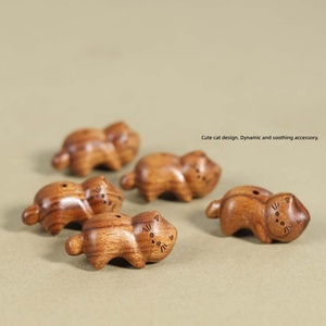 Figura Decorativa de Gato Acostado en Madera de Acacia Vintage, Mini Difusor de Aroma de Madera Natural, Adorno de Animalito para Escritorio, Coche o Interiores - Product Image 5