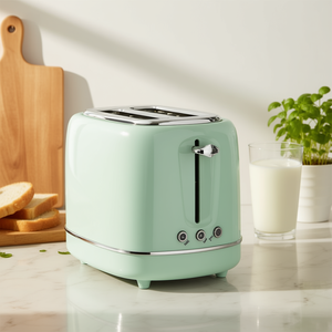 Grille-pain 2 tranches Hazel Quinn vert menthe en acier inoxydable SUS304 1200W électrique avec fonction de décongélation et fente large - Product Image 2
