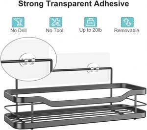 Estante organizador para estante de ducha, adhesivo sin perforación para accesorios, estante de <span class=keywords><strong>cocina</strong></span> para almacenamiento de baño, paquete de 2 - Product Image 3