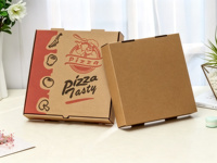 Boîte à pizza sur mesure avec logo, recyclable, en carton ondulé kraft, pour la restauration rapide
