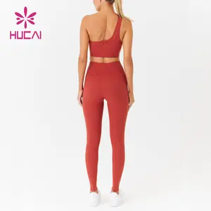 Jacki-Sujetador deportivo con logotipo personalizado de alto impacto, conjunto de yoga, leggings de gimnasio, asimétrico, sexy, un hombro