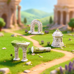 Miniature di Ruine Romane Antiche in Resina, Colonne, Archi e Cancelli per Micro Paesaggi, Decorazioni Fai-da-Te per Giardini delle Fate - Product Image 3