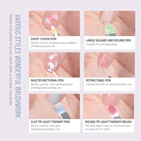 Set Kuas Nail Art Aurora, Set Lengkap Pena Lukis Garis, Pena Lukis Gradasi, Pena Lukis Bunga, Pena Terapi Cahaya Khusus, Alat Kuas