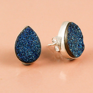 ต่างหูอัญมณีสีเงินสเตอร์ลิง925ต่างหูอัญมณีอัญมณีดรูซี่ผู้ผลิตต่างหูออกแบบตามต้องการเครื่องประดับโบราณ - Product Image 6