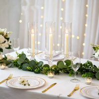 Élégant Porte-Bougie en Verre Cristal Transparent, Grand Support à Bougie pour Centre de Table de Mariage, Décoration de Fête à Domicile