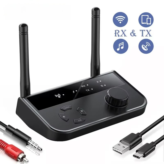 B39 2 in 1 Blue Tooth 5.3 Audio Receiver Transmitter 3.5mm Aux RCA Stereo Wireless Adapter for Two Devices TV Car PC Headphones