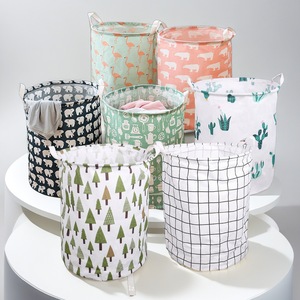 Collapsible Laundry <b>Basket</b> Round <b>Foldable</b> Thickened Fabric Storage Organizer For Clothing Large Capacity Linen Material - Product Image 1