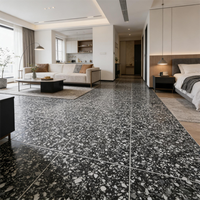 Dalle de terrazzo moderne noir et blanc YDSTONE 60x60cm, pierre de terrazzo artificielle, grand panneau de terrazzo pour la décoration des sols et des murs