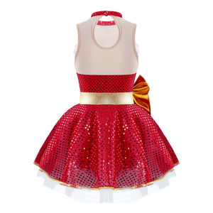 Enfants Fille Paillettes Santa Robe De Noël Figure Patinage Sur Glace Justaucorps Robe Costume Costumes - Product Image 3