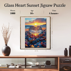 High Recommend 1000 Pieces Glass Heart Sunset Jigsaw Puzzle 3D Visual Effect Custom Personalized Puzzle Gift for Adults Kids - Product Image 6