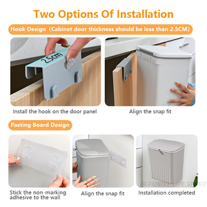 <span class=keywords><strong>Cubo</strong></span> de <span class=keywords><strong>basura</strong></span> colgante para <span class=keywords><strong>cocina</strong></span> montado en la pared de 9L con tapa, <span class=keywords><strong>cubo</strong></span> de <span class=keywords><strong>basura</strong></span> de plástico para puerta de armario, cesta de <span class=keywords><strong>basura</strong></span> de reciclaje - Product Image 6