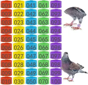 100 יח'\שקית 8/9/10mm ציפור רגל להקות טבעות צבעוני 001-100 ממוספר רגל יונת טבעות שליו יונת פינק וקטן עופות