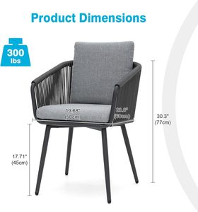 Sillas de Comedor Modernas y Duraderas con Estructura de Aluminio y Cuerda para Restaurante, Hotel y Villa, Uso en Jardín Exterior con Cojín - Product Image 2