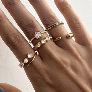 Women's Heart Shaped Zircon Ring Gold Tone Pave Setting Fashion Jewelry Gift Occasion - Product Image 3
