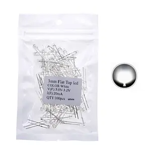 Высокая яркость 3 мм плоская светодиодная лампа бисер белый красный синий зеленый желтый теплый белый оранжевый розовый фиолетовый-100 штук оригинальный бренд - Product Image 2