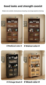 Armoire haute murale intégrée minimaliste moderne, armoire de rangement de cuisine, armoire à thé de salon et armoire à vin - Product Image 3