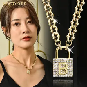 2022 New Women Jewelry Letter B Padlock Titanium Steel Necklace Versatile Pendant For Men Women Wholesale