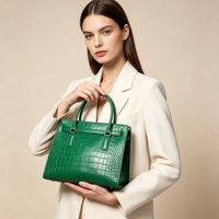 Sac fourre-tout à poignée supérieure en cuir gaufré crocodile OEM, sac à bandoulière vintage de luxe pour femme, sac à main de mode pour affaires, logo personnalisé pris en charge