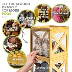 Wooden Stackable Snack <b>Storage</b> <b>Box</b> With Transparent <b>Drawers</b> Double Layer Desktop Organizer For Food And Miscellaneous Items - Product Image 3