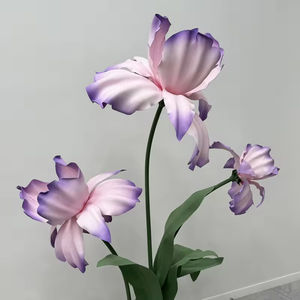 Grande <span class=keywords><strong>fleur</strong></span> d'<span class=keywords><strong>iris</strong></span> <span class=keywords><strong>rose</strong></span> et violet personnalisée avec base et tige <span class=keywords><strong>fleur</strong></span> autoportante pour décoration d'hôtel de fond de mariage - Product Image 3